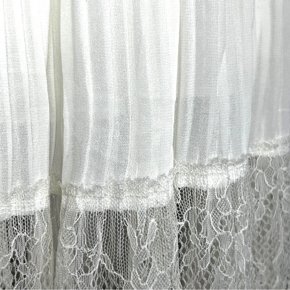 4/$20 PinkYotto Ivory Accordian Pleat Lace Midi Skirt - Picture 3 of 4